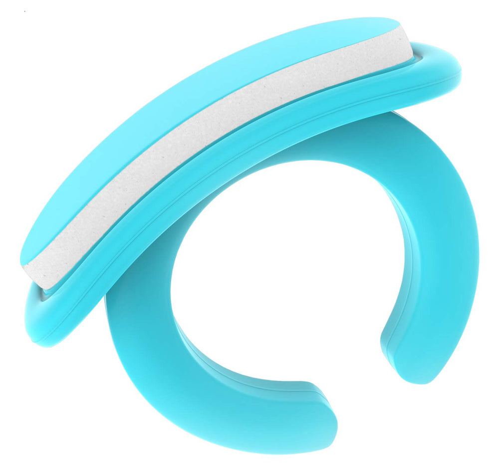 bebon newborn nail care ring on finger enables safe filing of tiny nails.