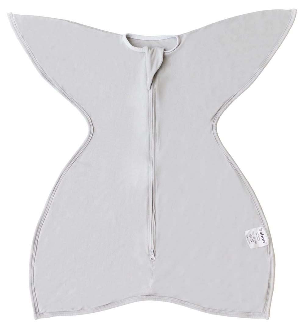 bebon Transition Swaddle CozyGrey small 4-8 month fabric closeup showing bamboo viscose softness.
