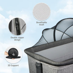 BEBONO bassinet cover showing elastic edges for a universal fit