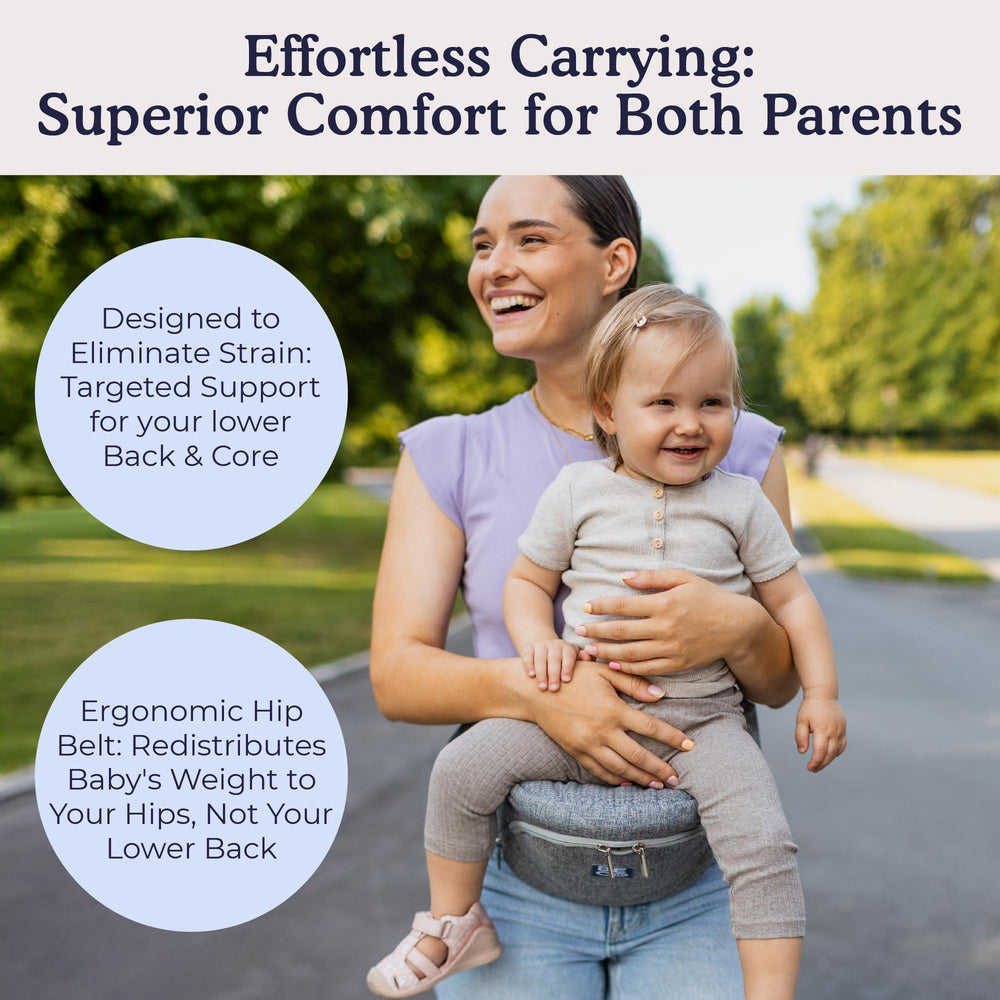 Beco Foldable Hip Seat Carrier supports newborn to toddler use.