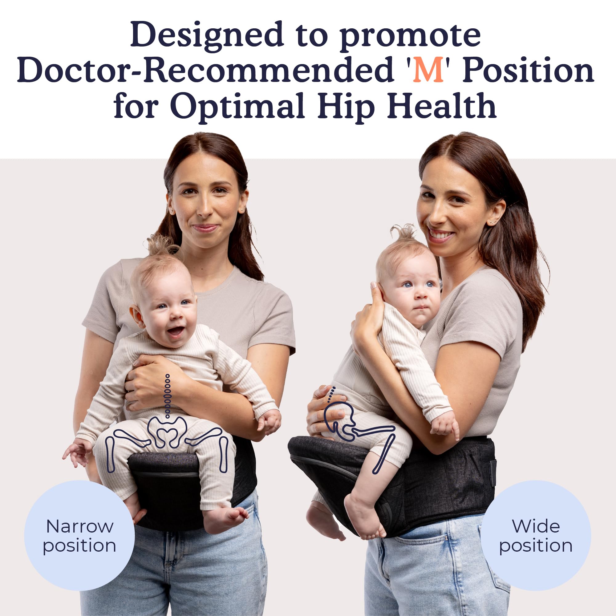 Beco foldable hip seat side carry supports caregiver comfort during everyday chores.