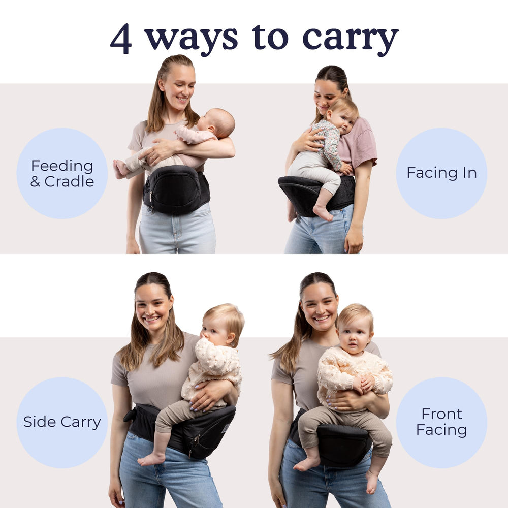 Beco hip-seat pockets keep essentials within reach during outings.