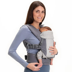 Beco Gemini newborn inward-facing carry with adjustable seat for comfort.