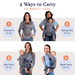 Beco Gemini back carry position enables hands-free mobility for active parents