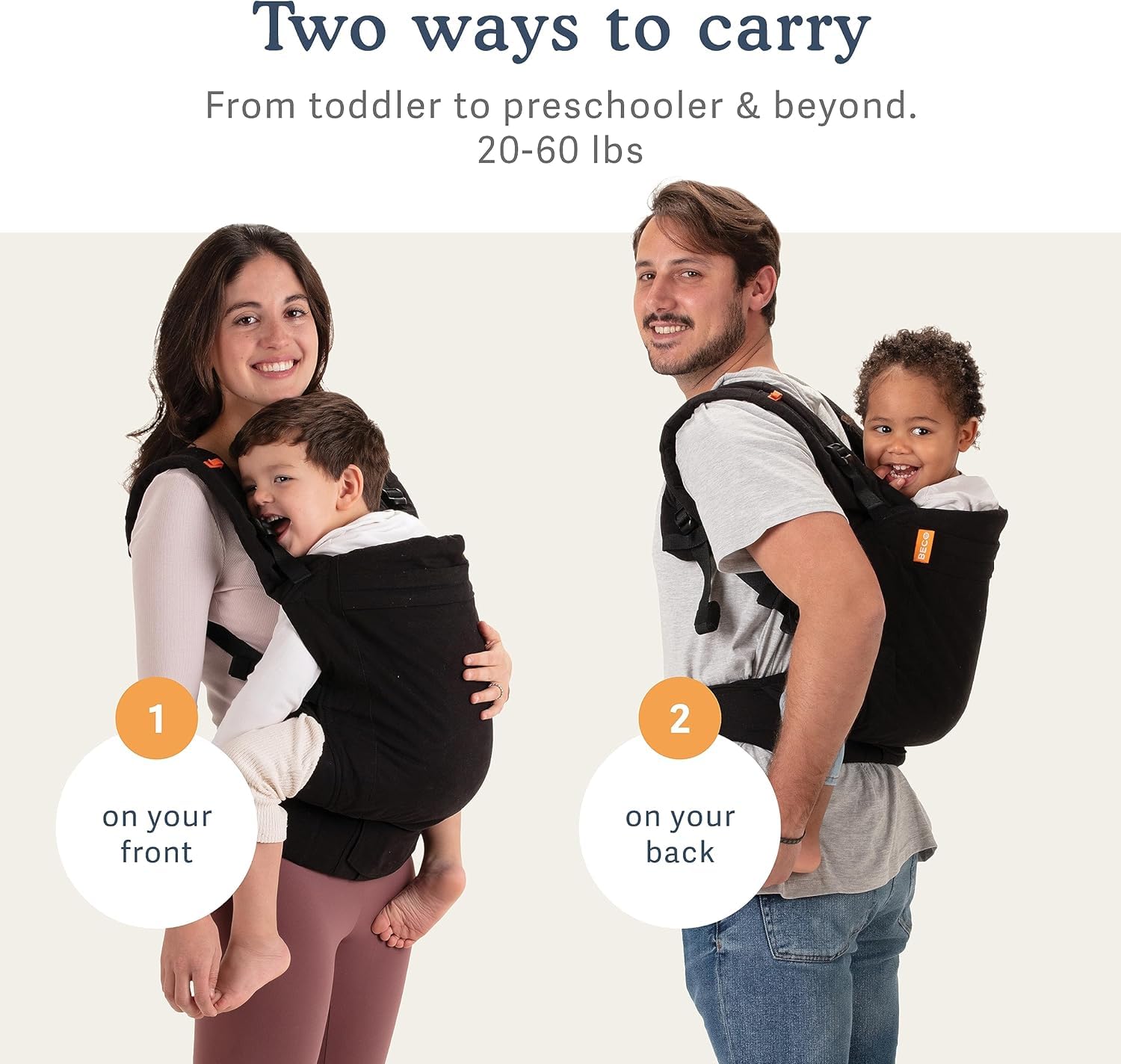 Beco back panel in ecru supports growing spines and comfort.