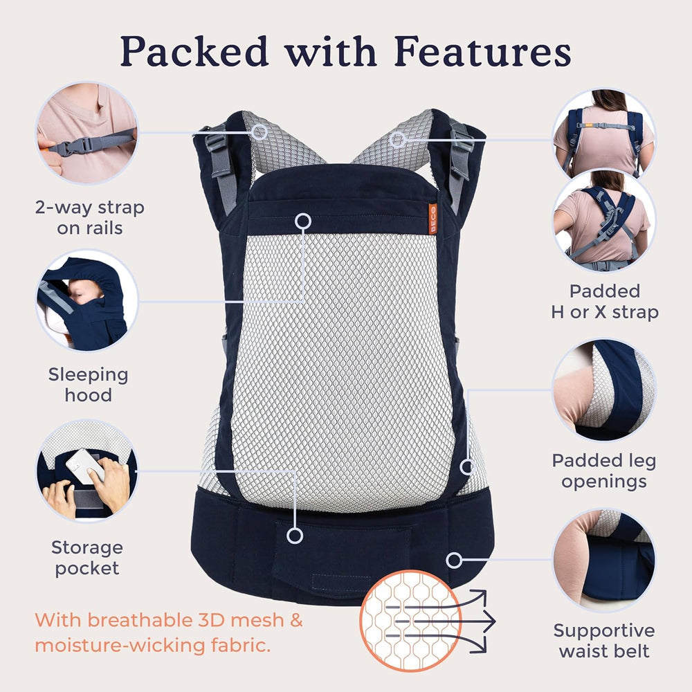 Beco Toddler Carrier breathable 3D mesh navy keeps you cool
