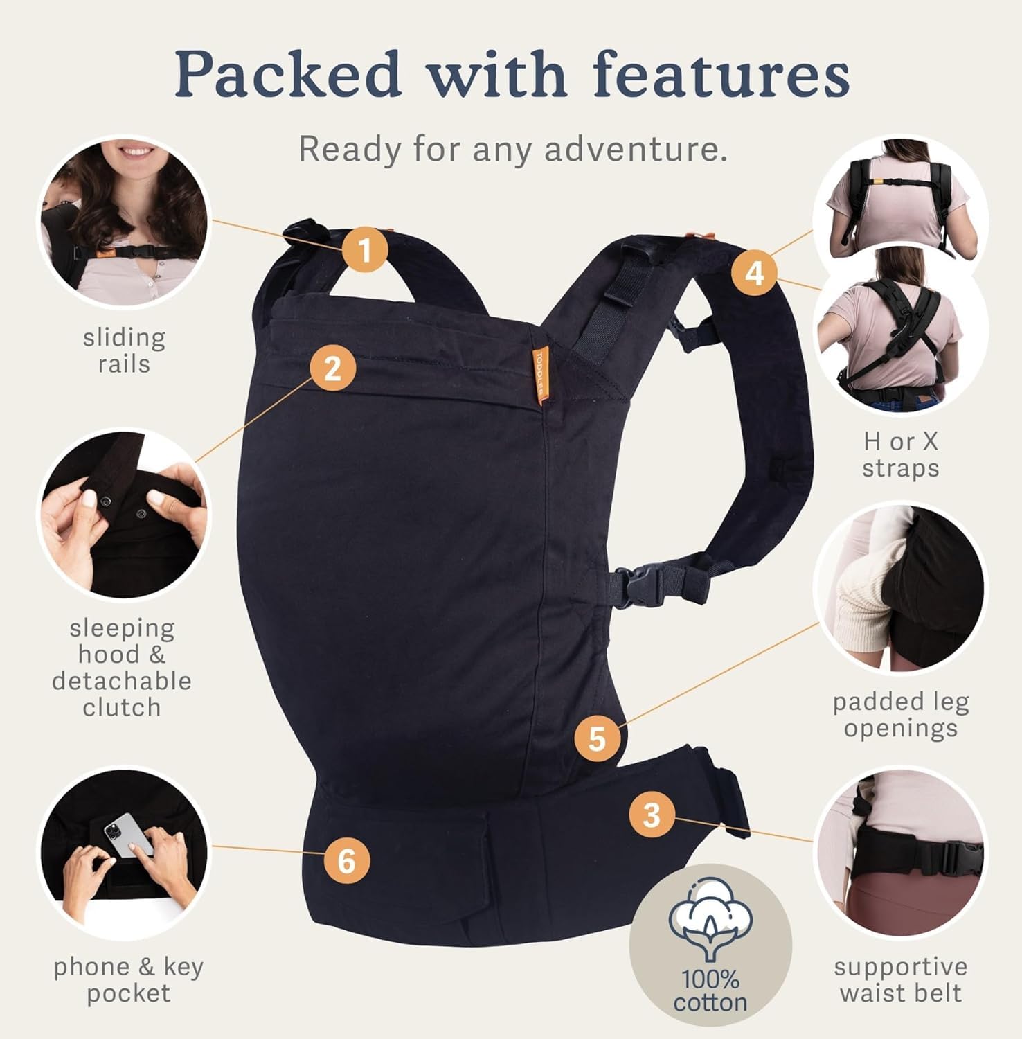 Beco adjustable straps in ecru ensure a secure, customizable fit.