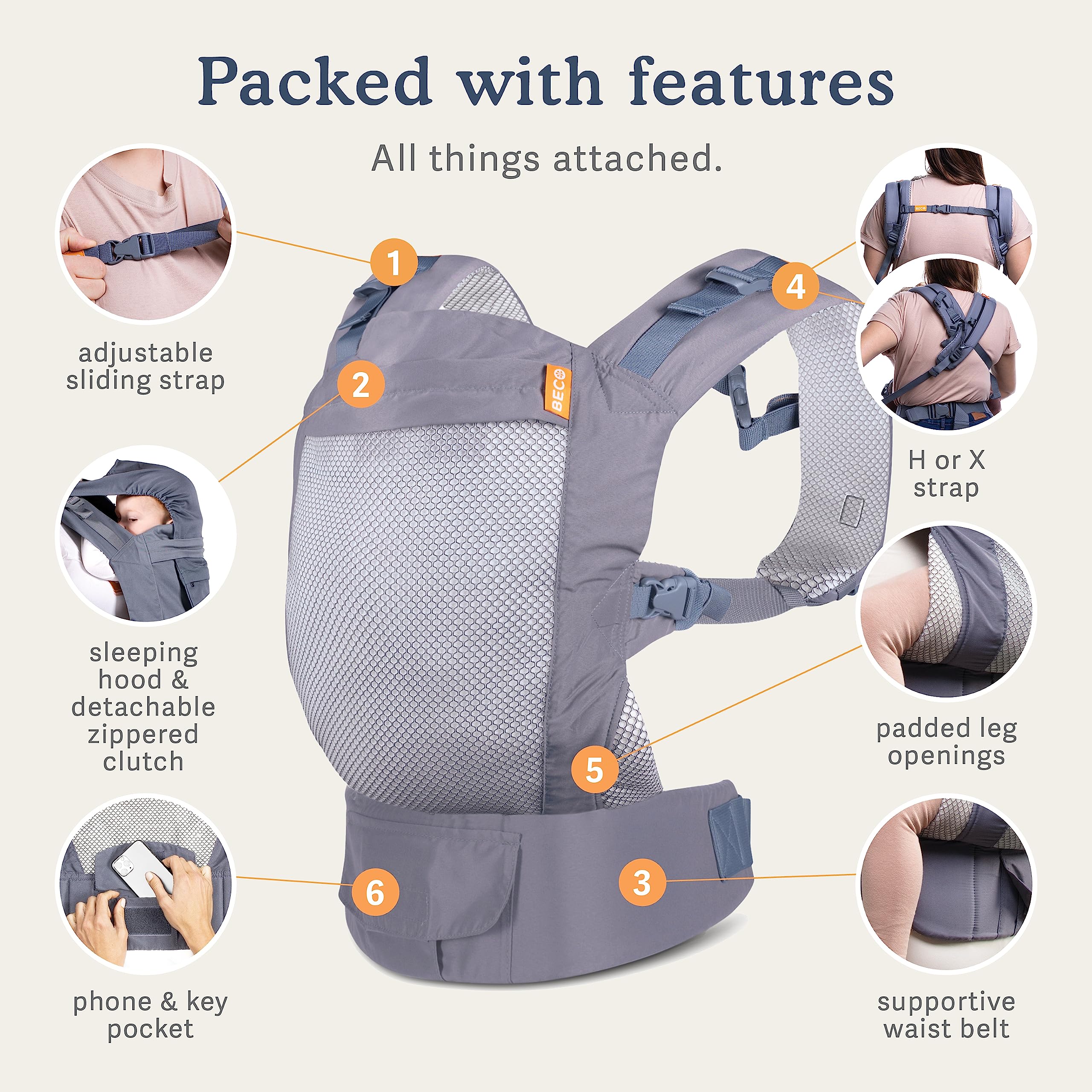 Beco Toddler Carrier tall-supportive-back offers comfortable alignment for parent and child.