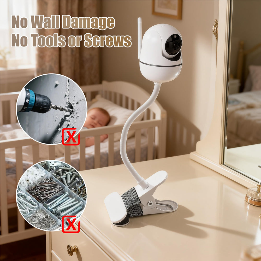 BECOMFY mount with non-slip pads protects furniture during monitoring.