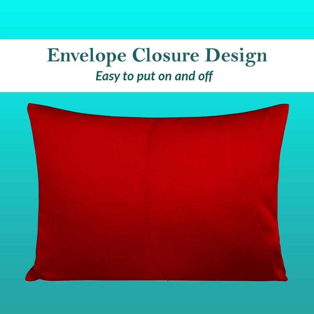 Beddingstar red pillow case pair shown on toddler bed for peaceful travel naps.
