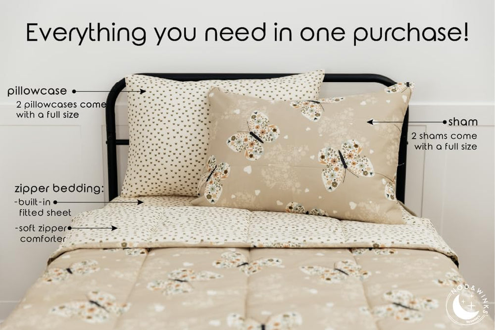 Beddy's butterfly one-piece bed set simplifies bedtime routines