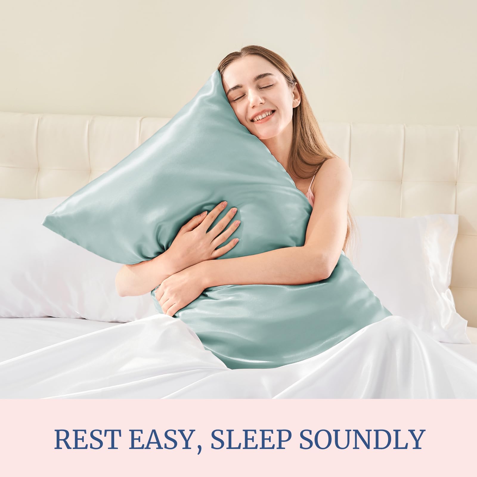 BEDELITE satin pillowcase envelope-closure design keeps pillow secure.
