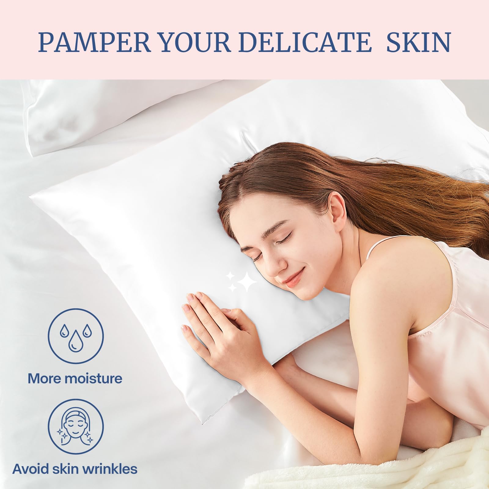 BEDELITE satin pillowcase gentle on skin, reduces creasing