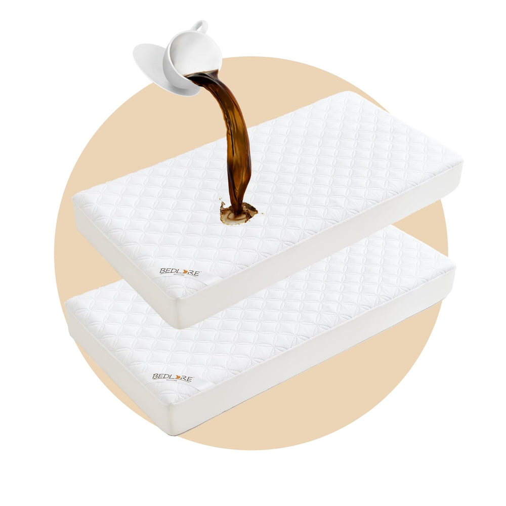 BEDLORE crib mattress protector 2-pack shield against spills for crib setup