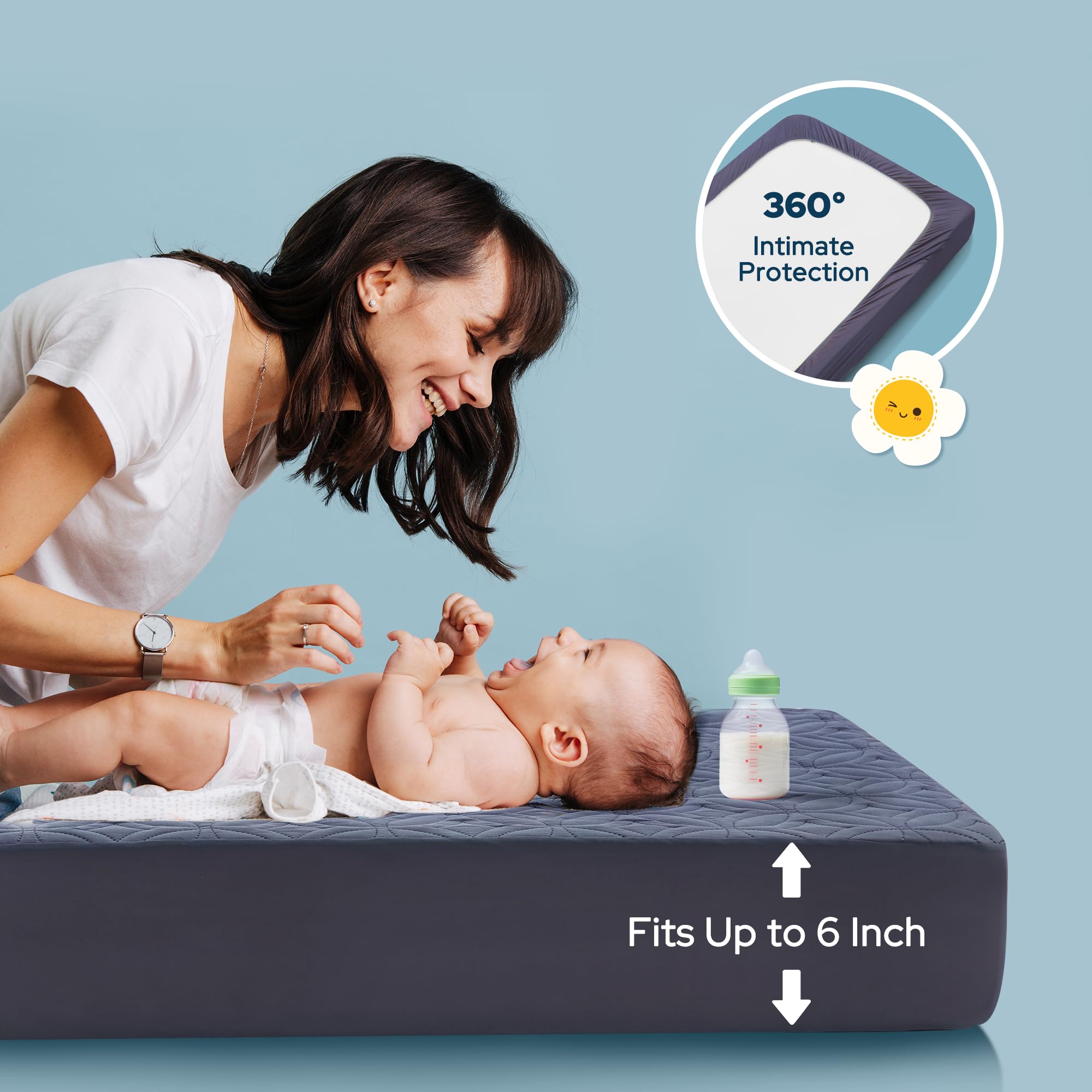 BEDLORE elastic-fit crib mattress cover secures snugly on standard mattresses