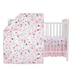 Bedtime Originals Blossom Pink Watercolor Quilt detail showing high-resolution print