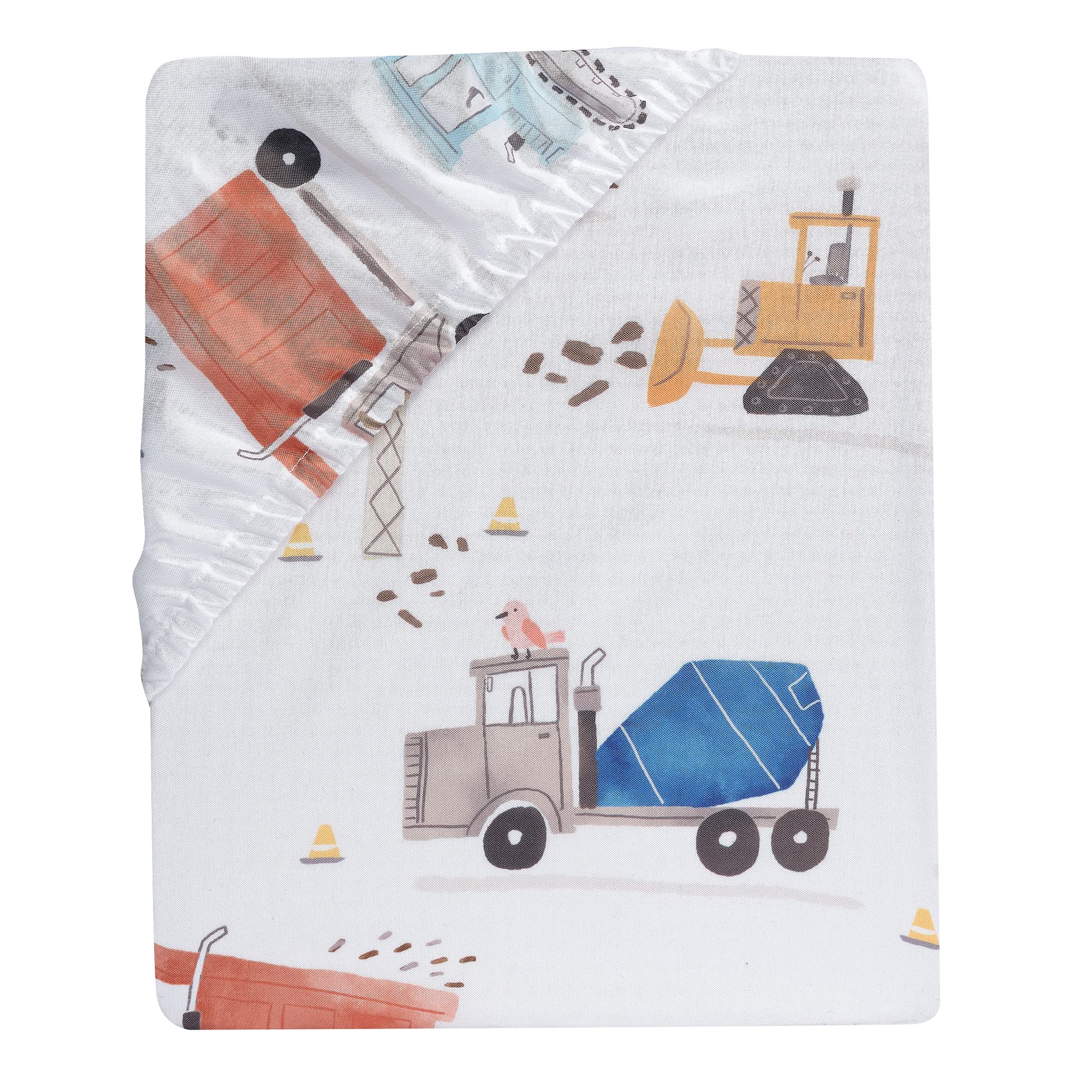 Bedtime Originals Construction Zone crib fit demonstration on standard 28x52 mattress