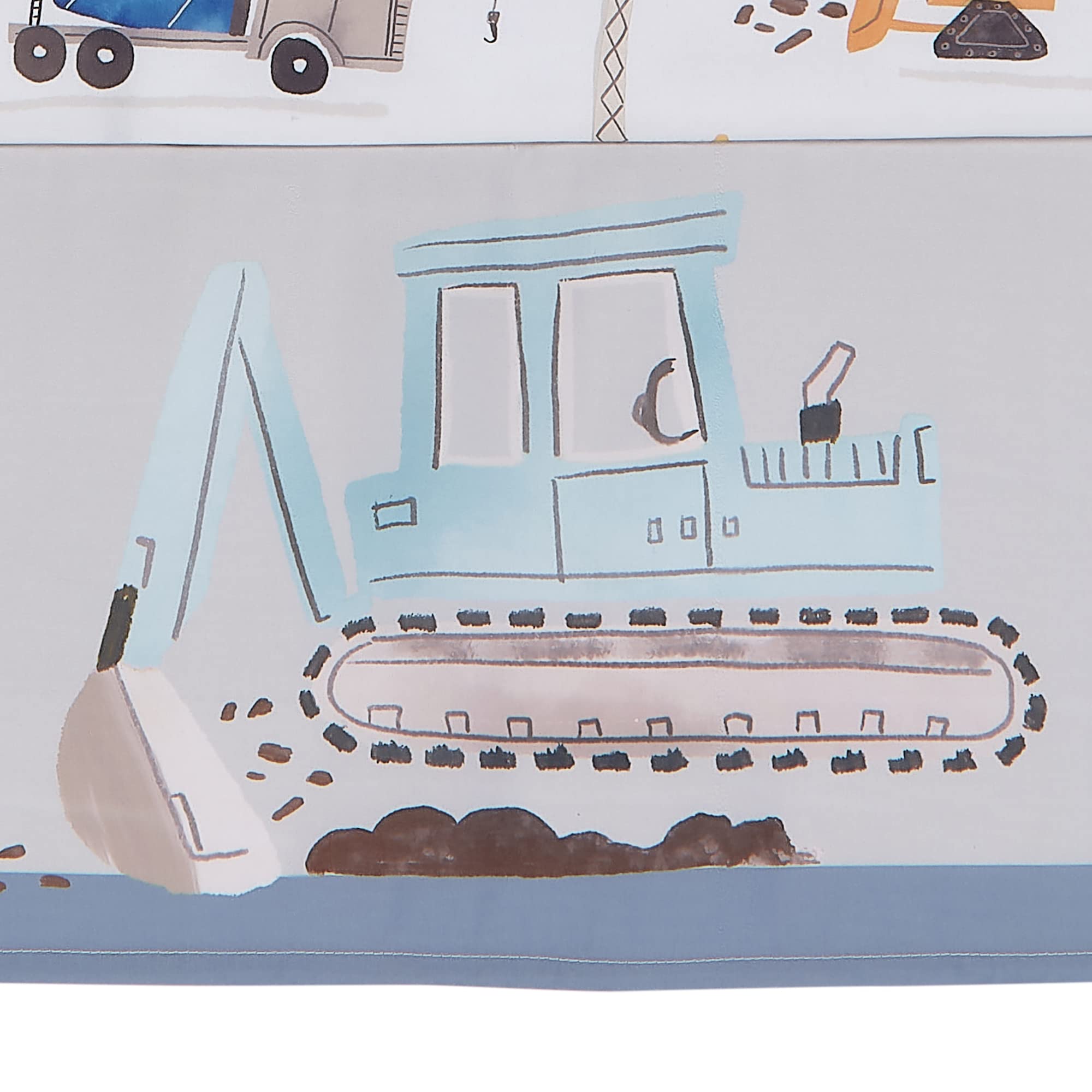 Bedtime Originals Construction Zone microfiber closeup shows soft durable fabric