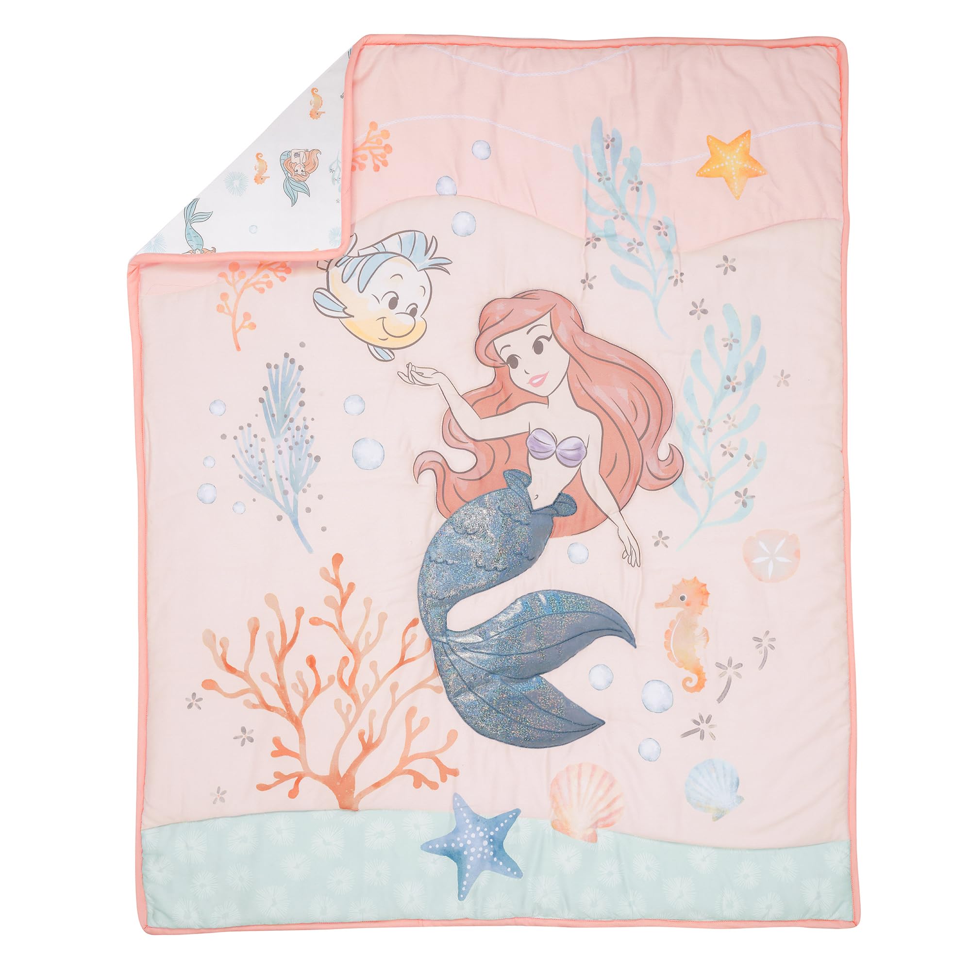 Bedtime Originals Disney Baby Little Mermaid crib skirt display vibrant edge framing for a coordinated nursery look