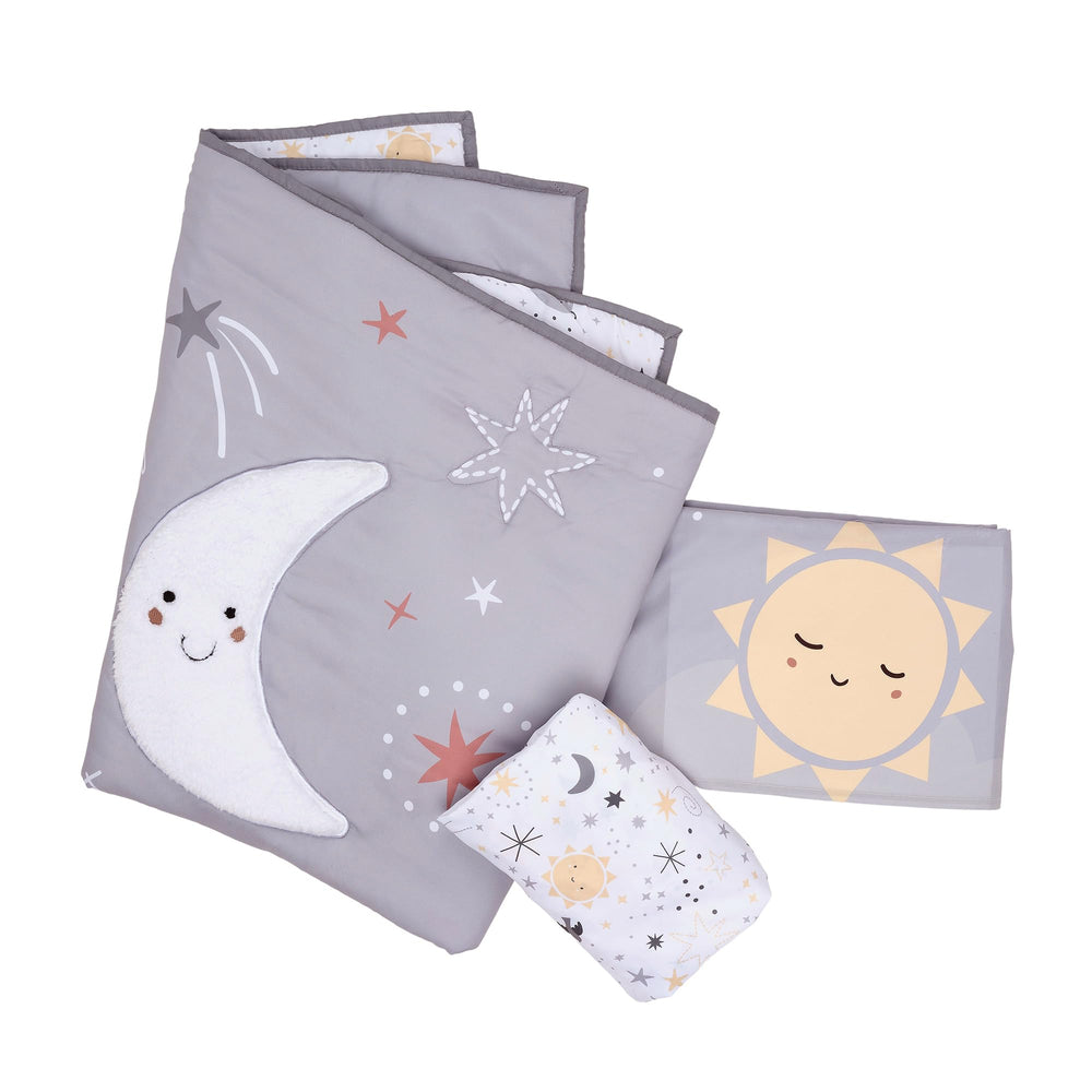 Bedtime Originals Little Star color palette featuring calm grays, yellows, and blues.