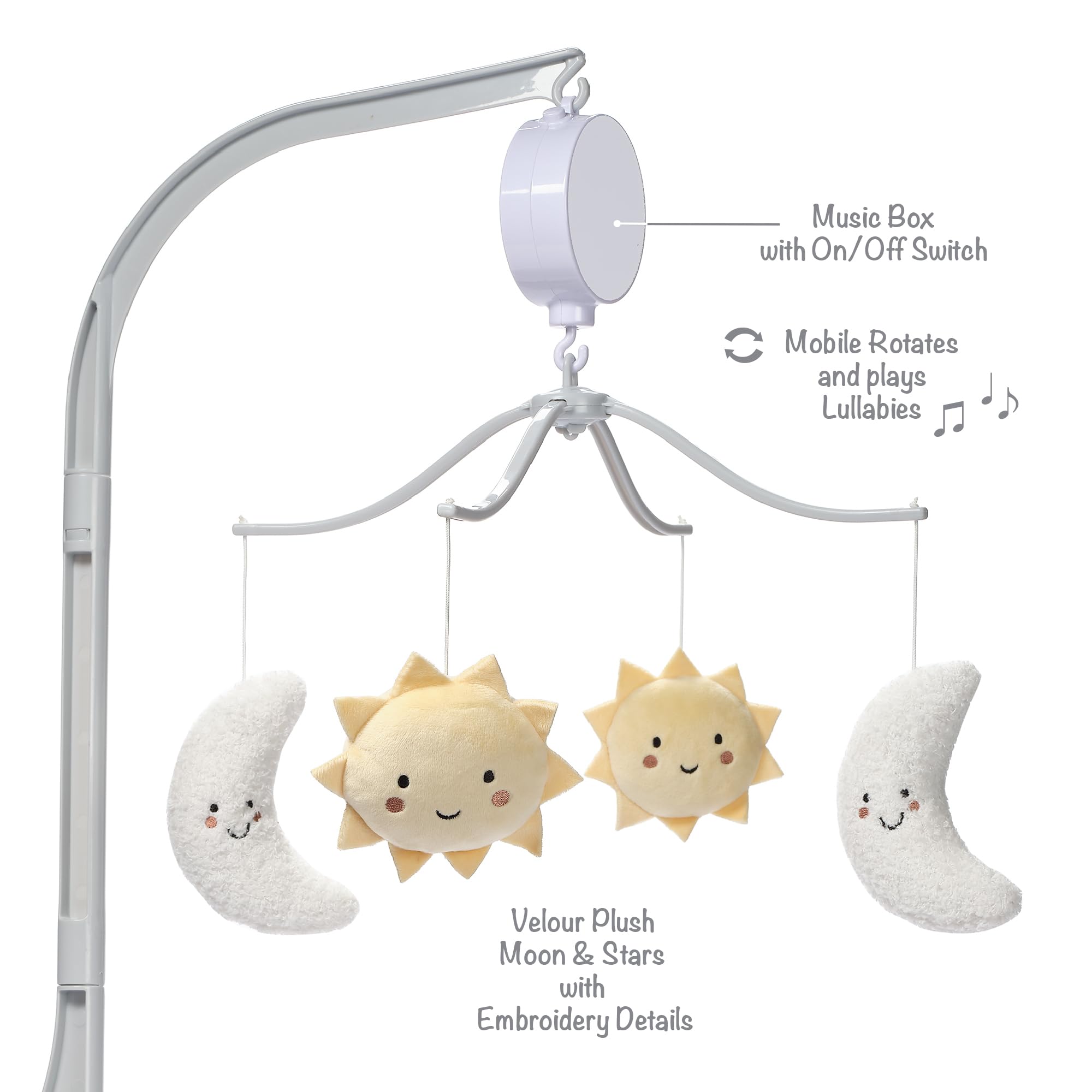 Bedtime Originals Little Star music mobile plays gentle nursery songs for soothing baby.