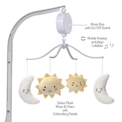 Bedtime Originals Little Star music mobile plays gentle nursery songs for soothing baby.
