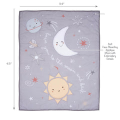 Bedtime Originals Little Star decorative skirt with moons, suns, and stars enriches nursery décor.