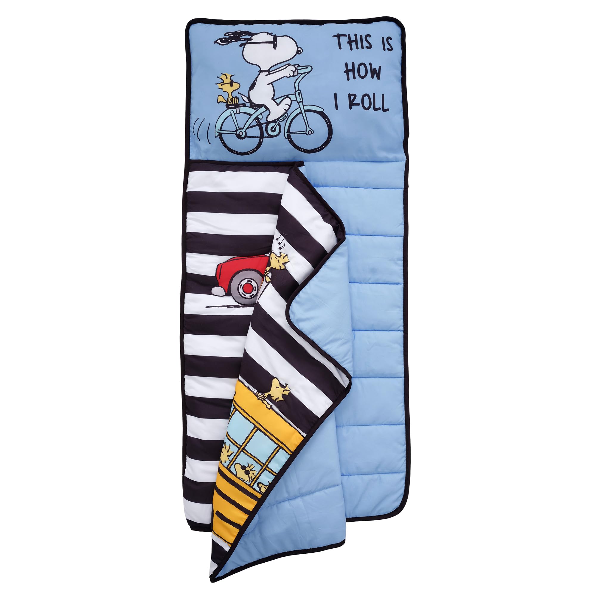Bedtime Originals Snoopy Woodstock nap mat open size 21.5 x 46 inches for daycare naps