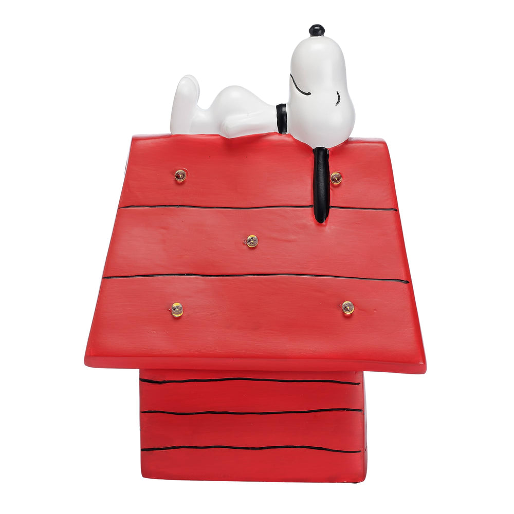 Bedtime Originals 8-inch sculpted Snoopy night light decorates nightstands.