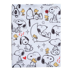 Bedtime Originals Snoopy Love top sheet pattern with Woodstock by design.