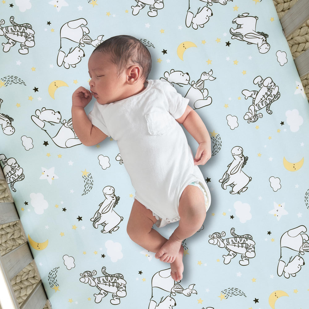 Bedtime Originals Starlight Pooh crib sheet made of soft microfiber
