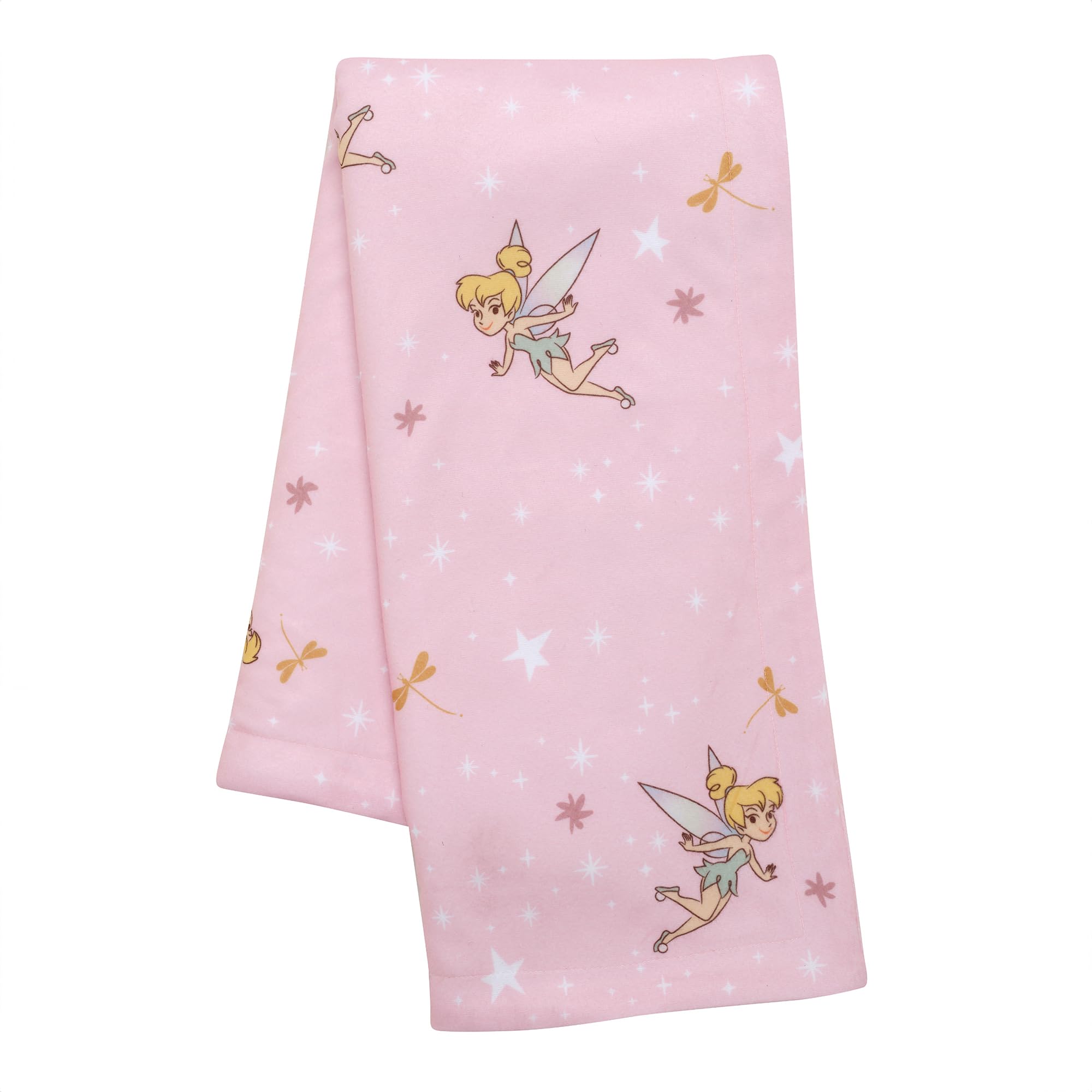 Bedtime Originals Tinker Bell blanket pink front view offers cozy snuggles for nap time