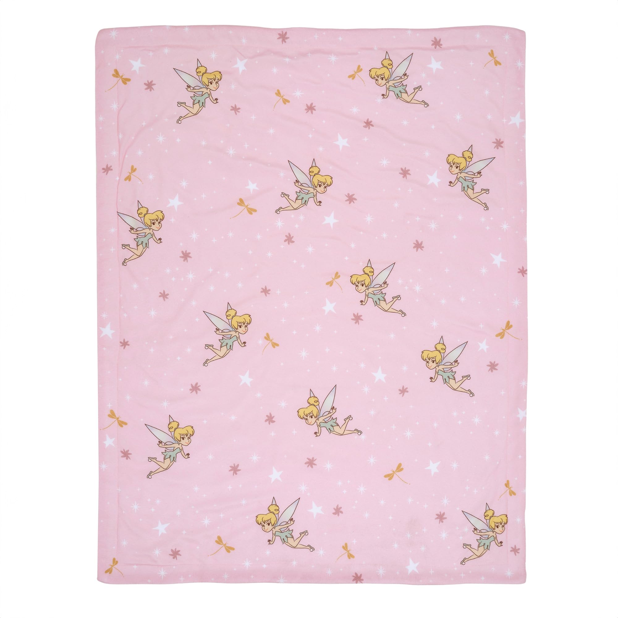 Bedtime Originals Tinker Bell blanket with stars and flowers shows playful pattern for bedtime stories