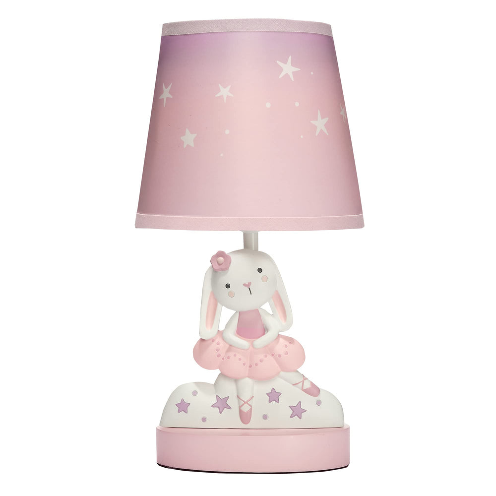 Bedtime Originals Tiny Dancer Bunny lamp closeup showing hand-painted detail for a charming nursery accent