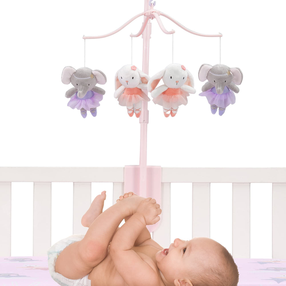 Bedtime Originals Tiny Dancer mobile pink tutus scene for engaging crib visuals