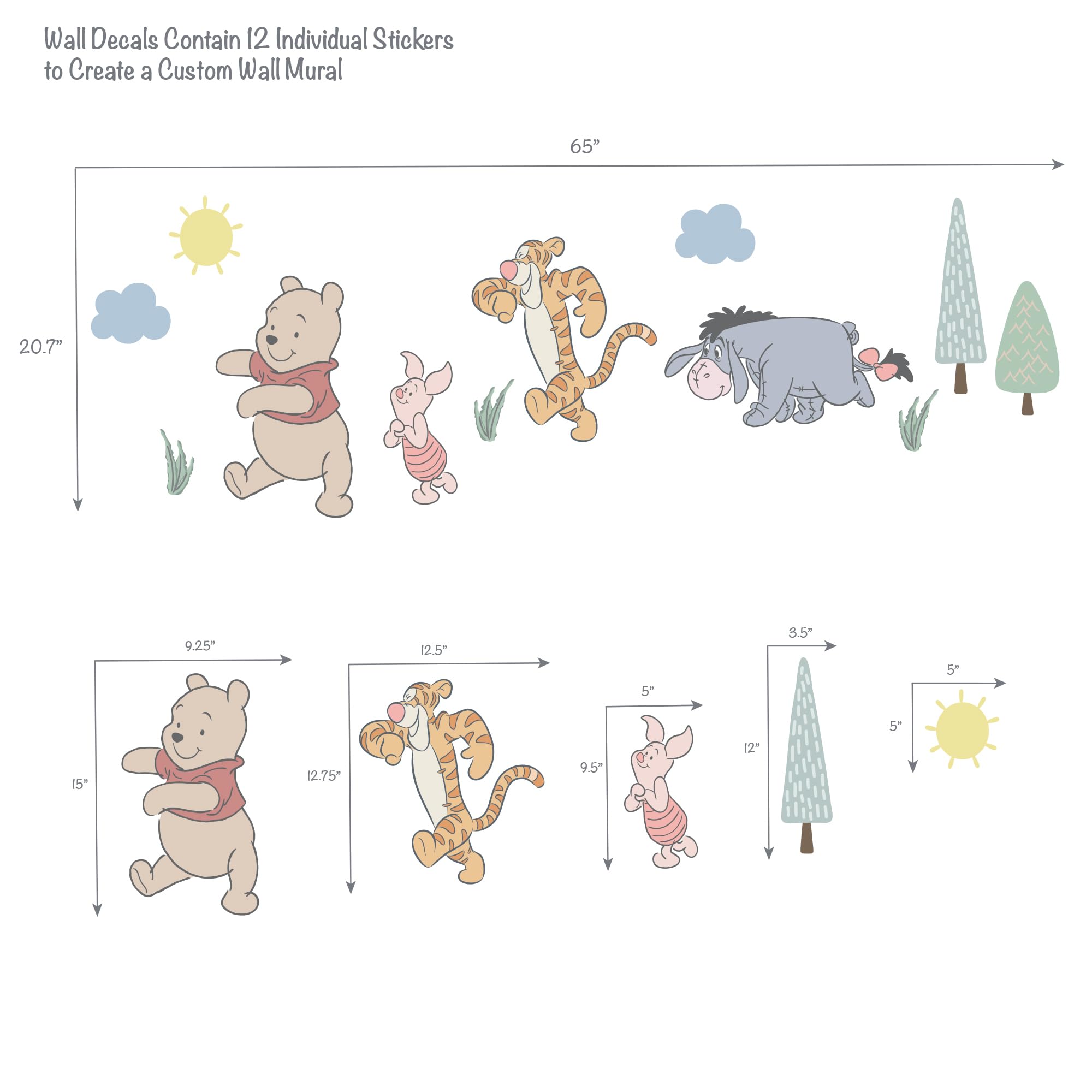 Bedtime Originals Winnie the Pooh decal sheet 2 with Tigger and Eeyore for cute room charm