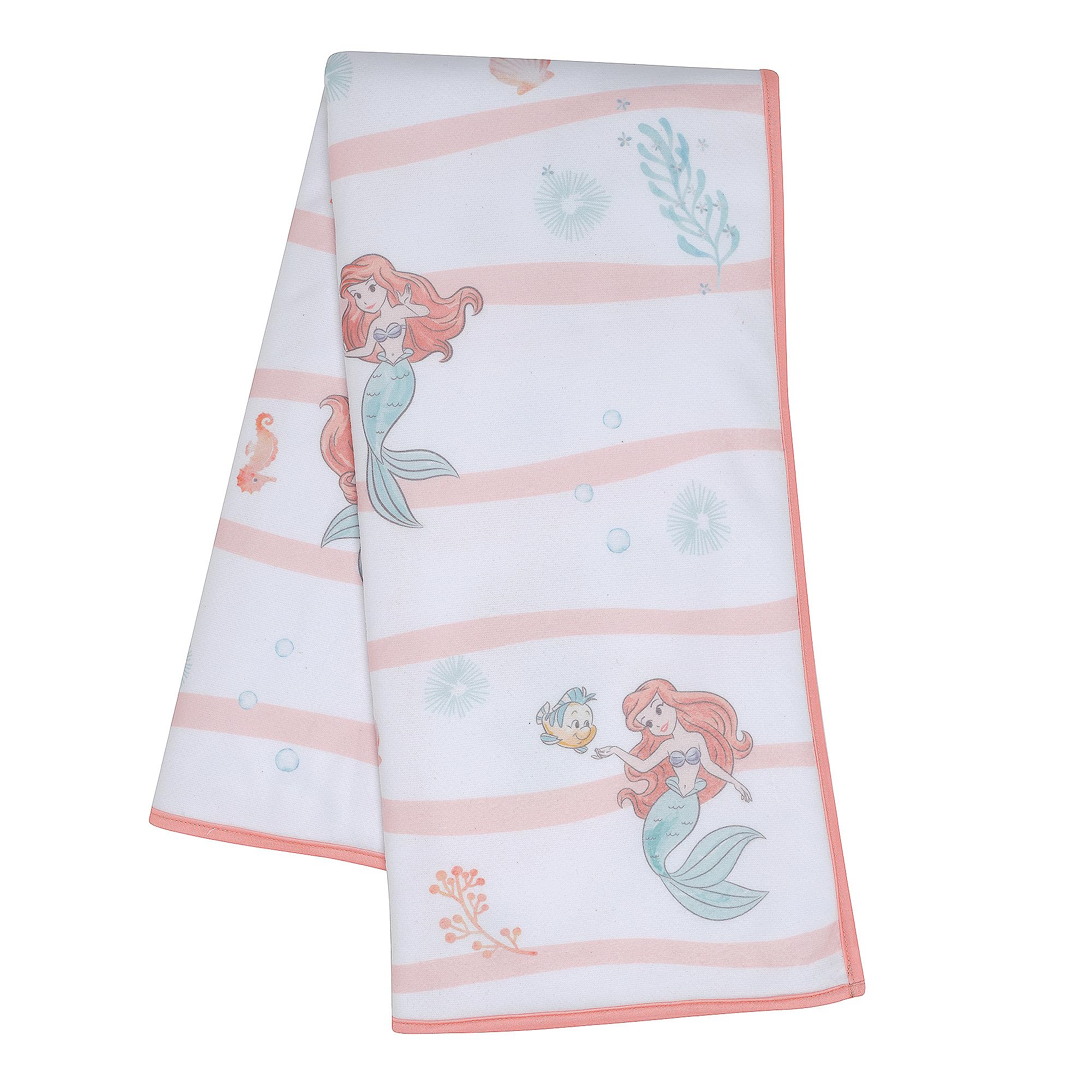 Bedtime Originals Ariel blanket front view showcases charming Little Mermaid design for nursery decor.