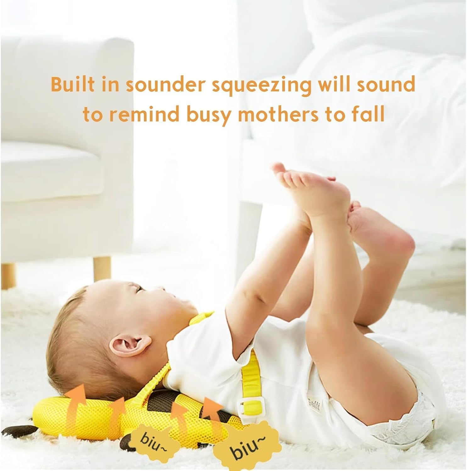 Bee Soft Landing back cushion side view illustrating head and back protection
