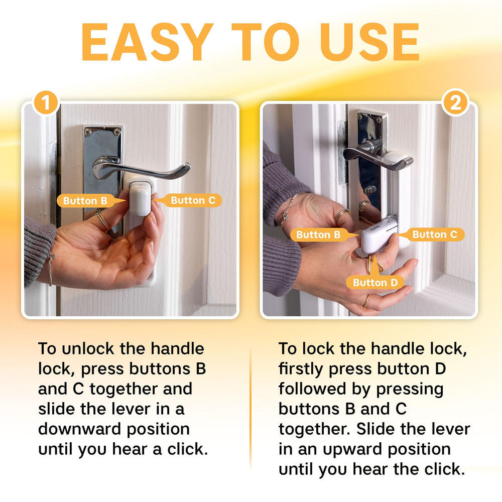 Beego door lever lock fits both round and square handles