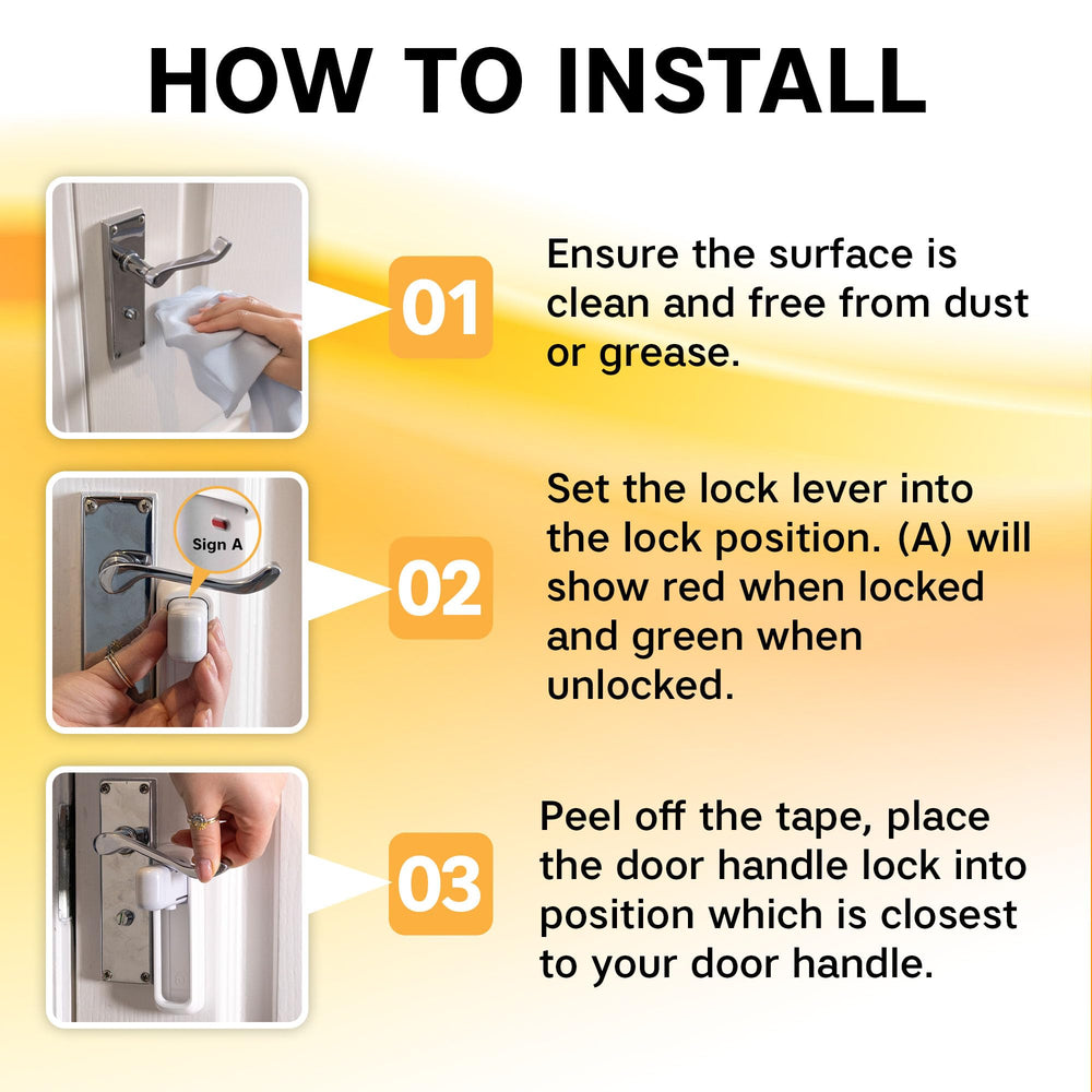 Beego peel-and-stick lever lock removal showing easy repositioning