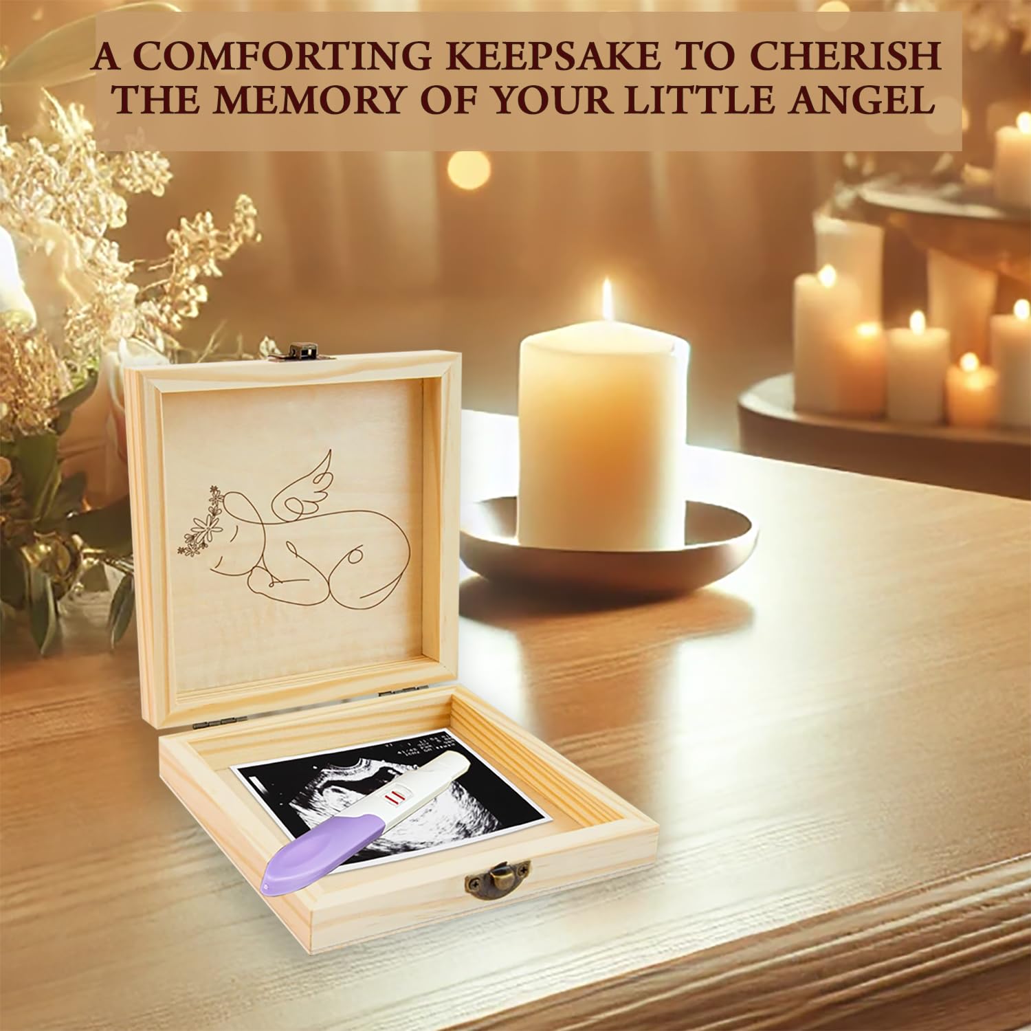 BeeGreeny Miscarriage Memory Box wood texture — warm surface for remembrance