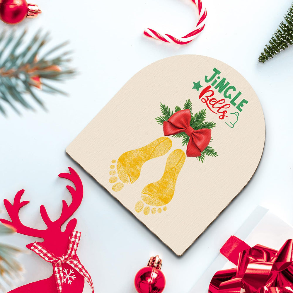 Beeveer Baby's First Christmas Sign front view offers rustic photo-ready display