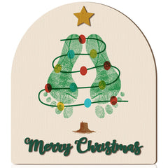 Beeveer baby footprint art mistletoe ornament front view keepsake for photos