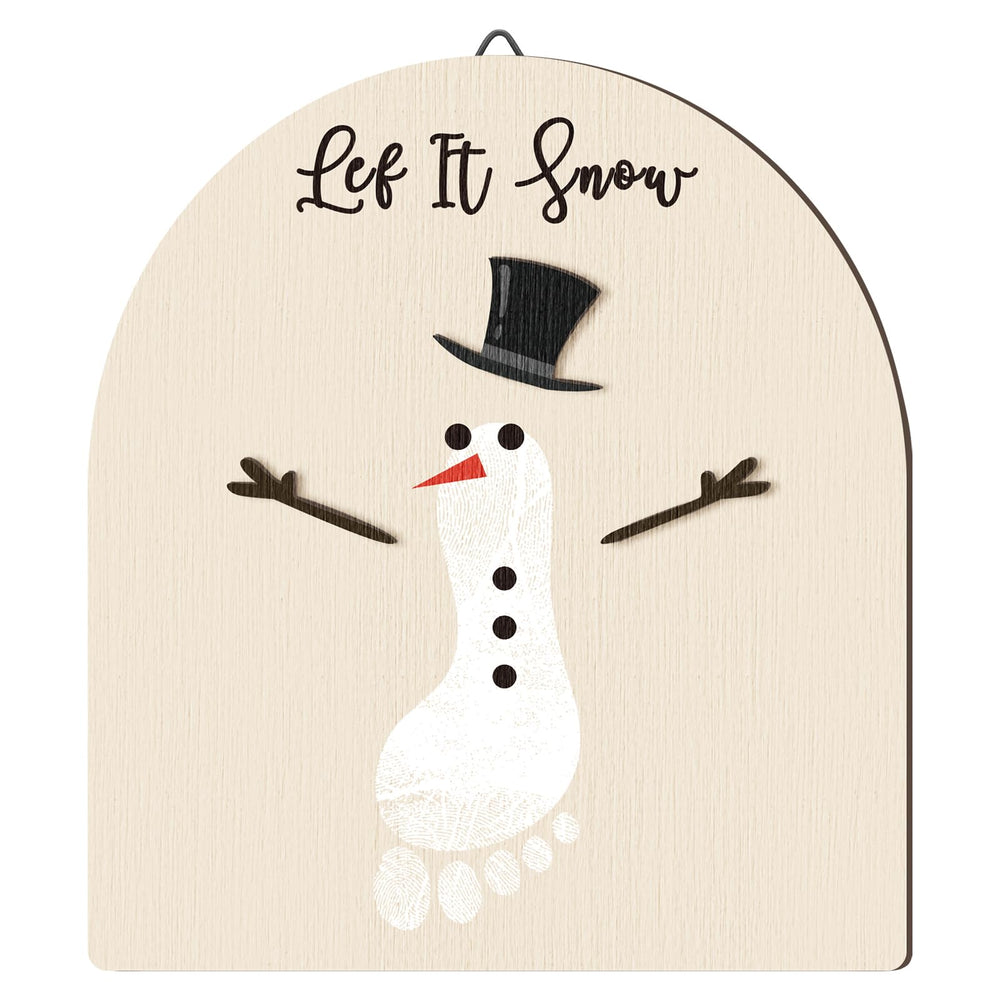 Beeveer baby-footprint wooden mistletoe ornament, keepsake for photos.
