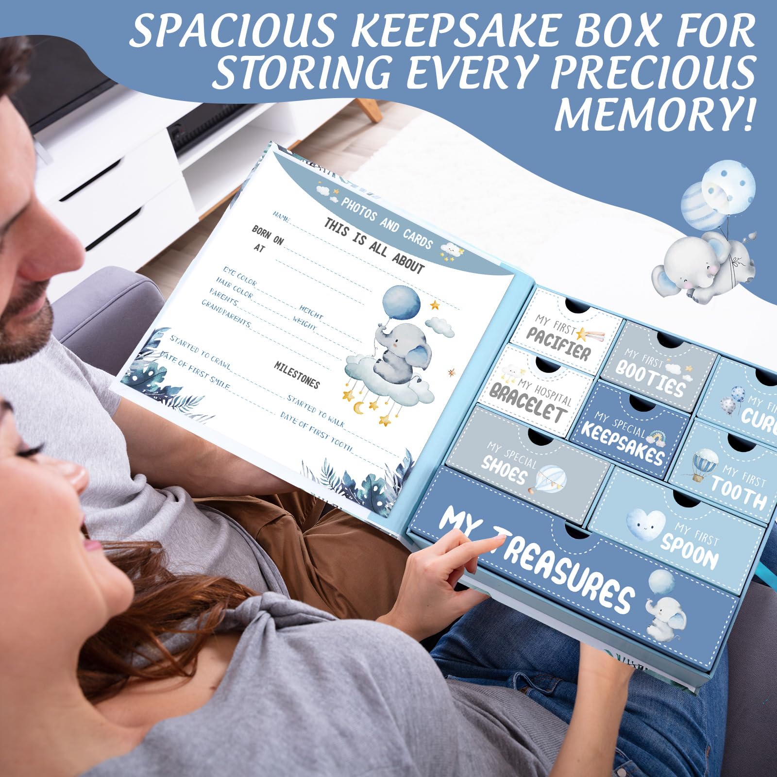 Beeveer Baby Keepsake Box birth certificate storage keeps essential documents safe.