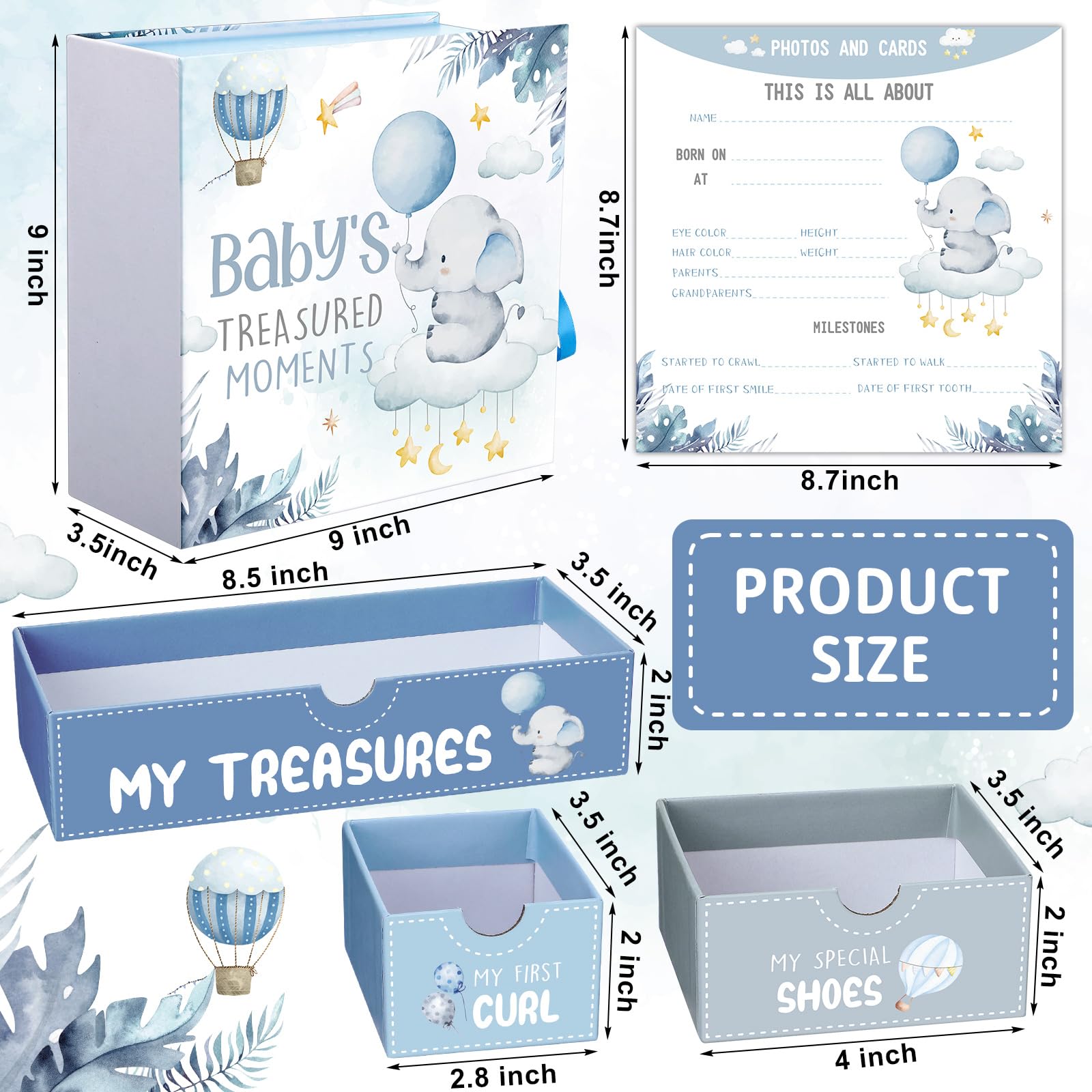Beeveer Baby Keepsake Box nine compartments inside for organized baby firsts.