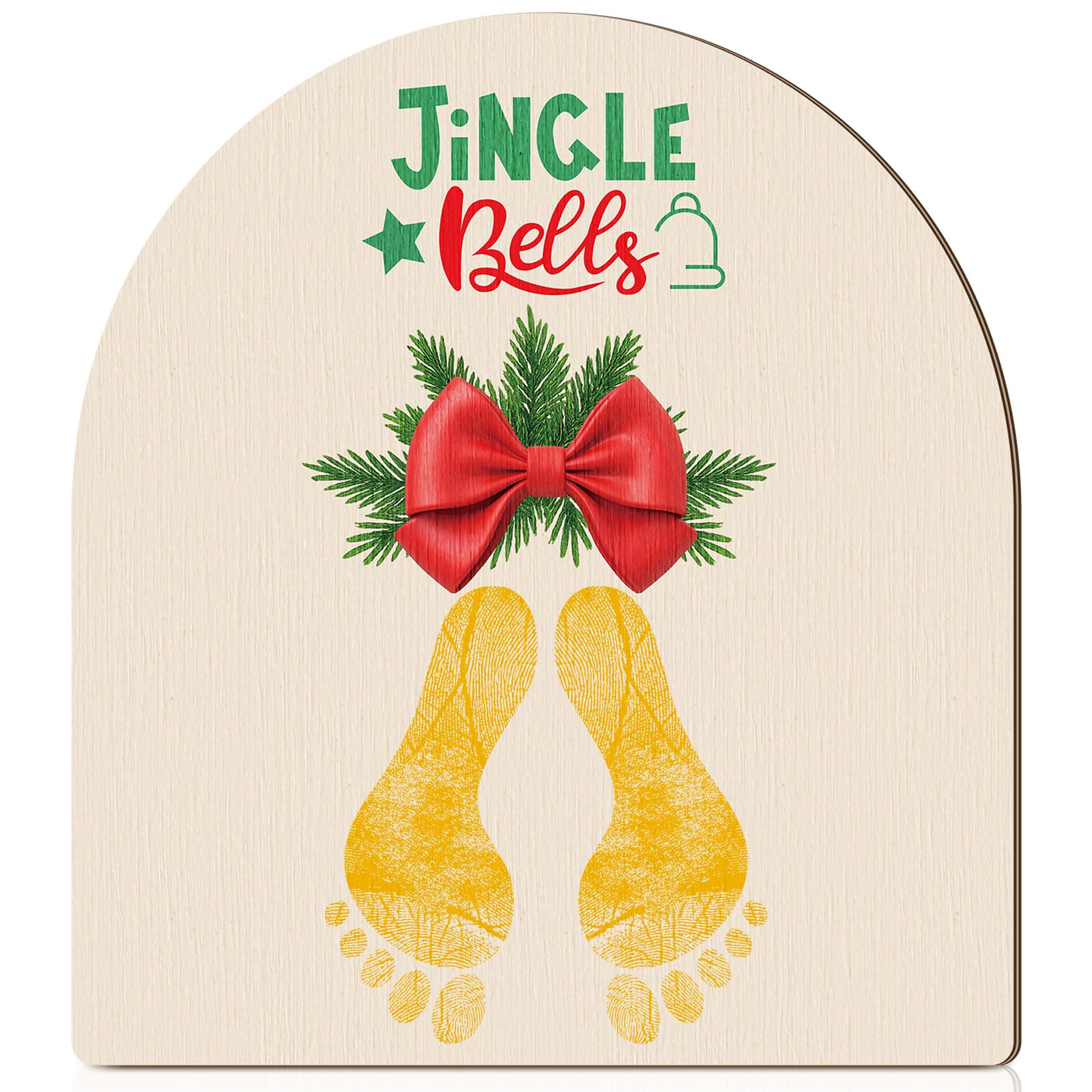 Beeveer Baby's First Footprint Art wood mistletoe ornament for a lasting Christmas keepsake