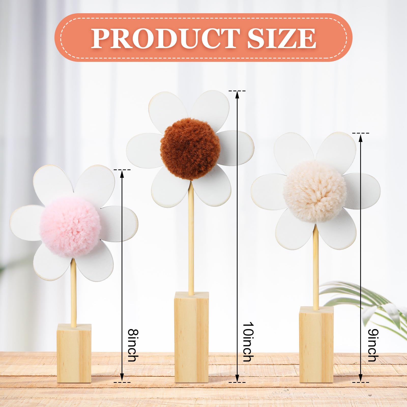 Beeveer large flower wooden daisy decor side angle highlighting natural texture.