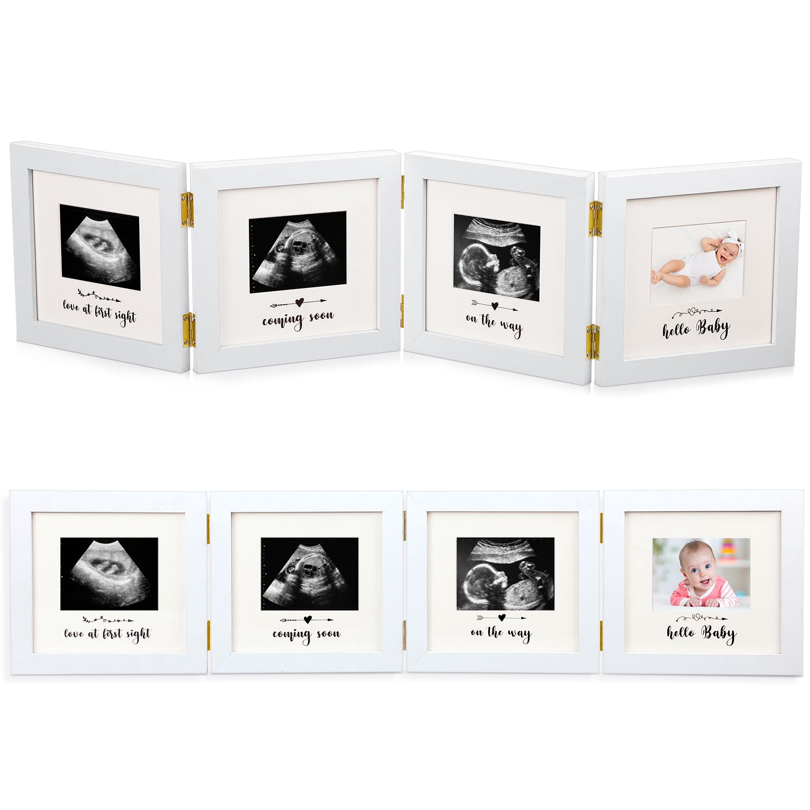 Beeveer quadruple sonogram frame showcasing four photos for treasured memories.