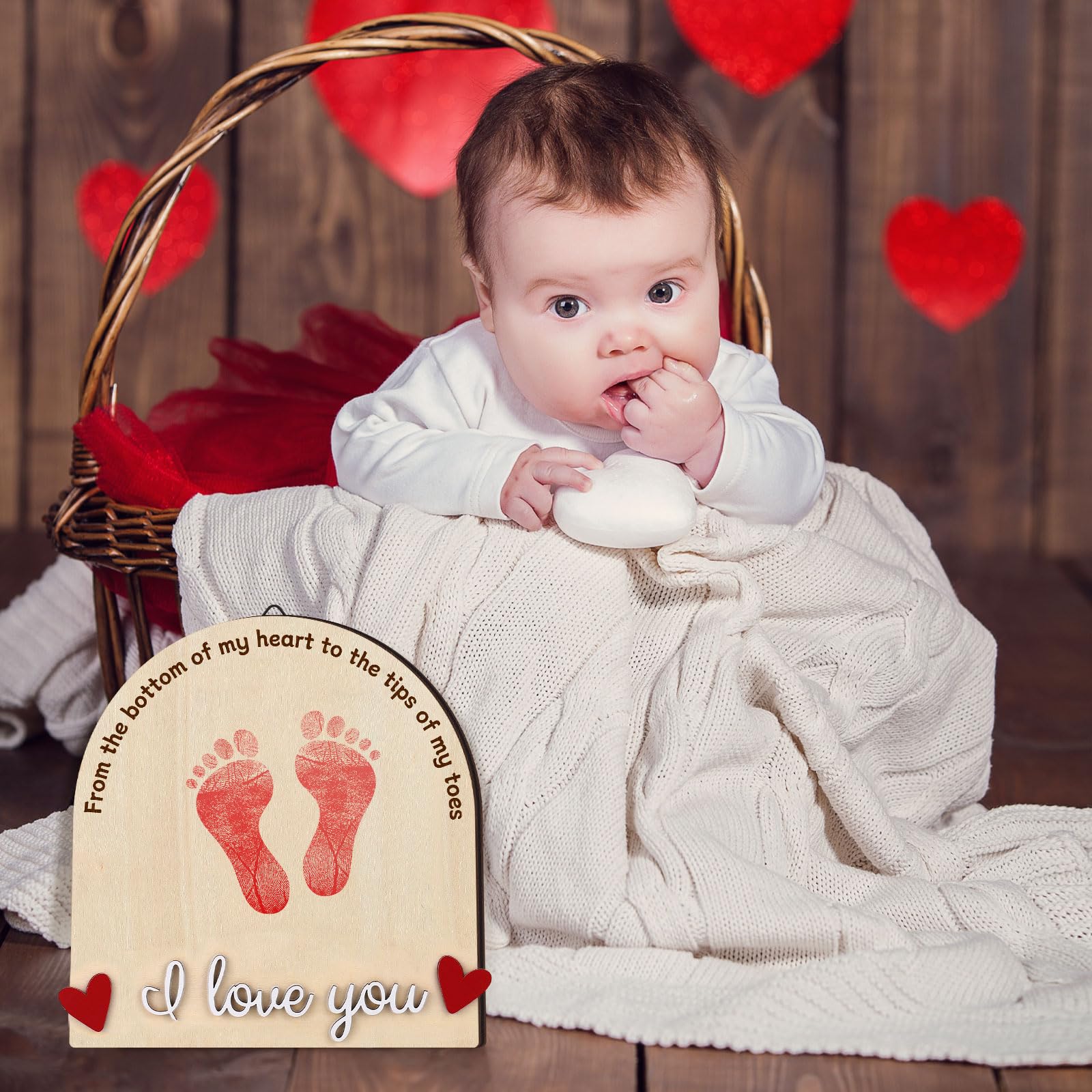 Beeveer Valentine's Heart Footprint Art Sign ideal photo shoot prop.